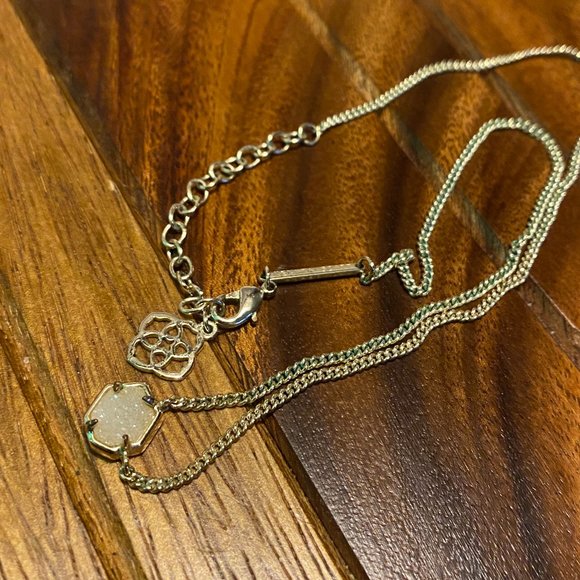 Kendra Scott Mable gold necklace with iridescent / white drusy druzy stone . - Picture 3 of 8